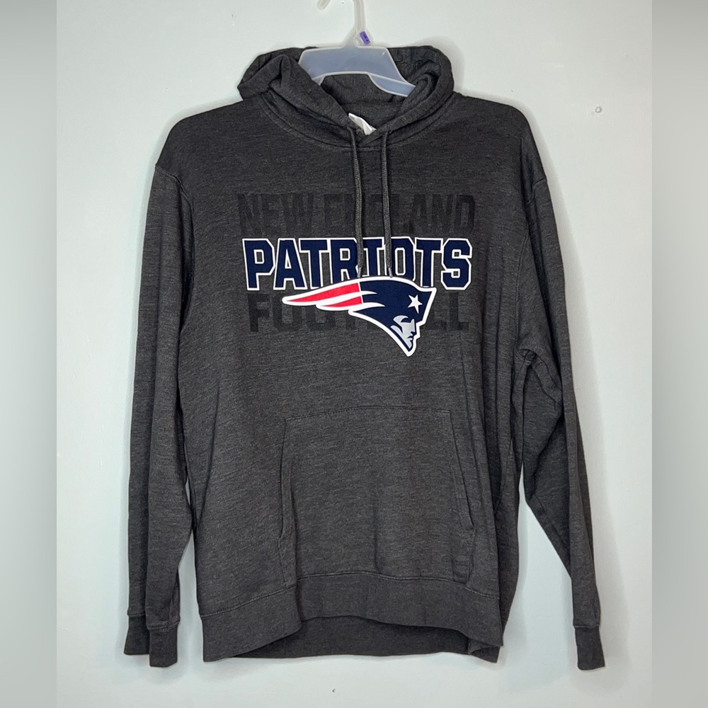 Majestic NFL New England Patriots Pullover Gray Hoodie Size Medium